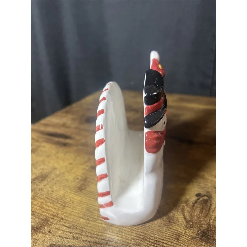 Snowfolk Napkin Holder Publix Holiday Collectible Ceramic Snowmen Red Green NIB